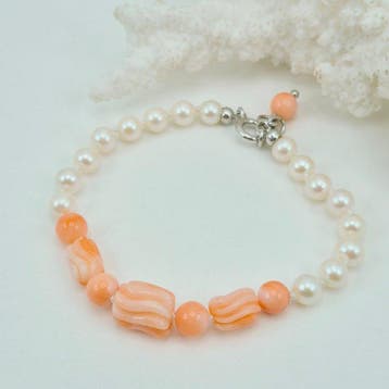 Koraal - Zilver, Zonder reservering - Armband - Roze koraal