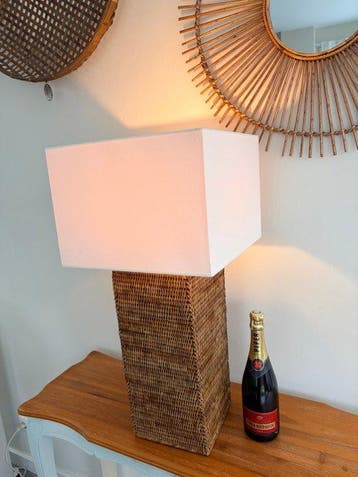Tafellamp - XXL Vintage Birmaanse Wicker & Rattan
