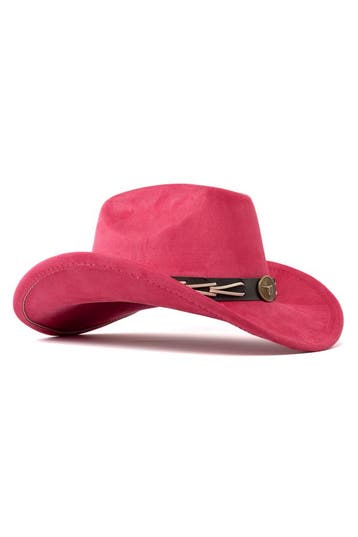 KIMU® Cowboyhoed Donkerroze Gevlochten Band Verstelbaar t/m, Kleding | Dames, Ophalen of Verzenden, Nieuw