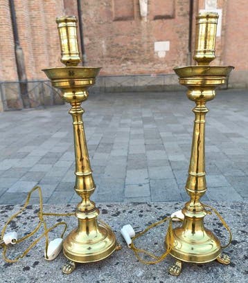 Kaarsenhouder (2) - Messing - twee kandelaars