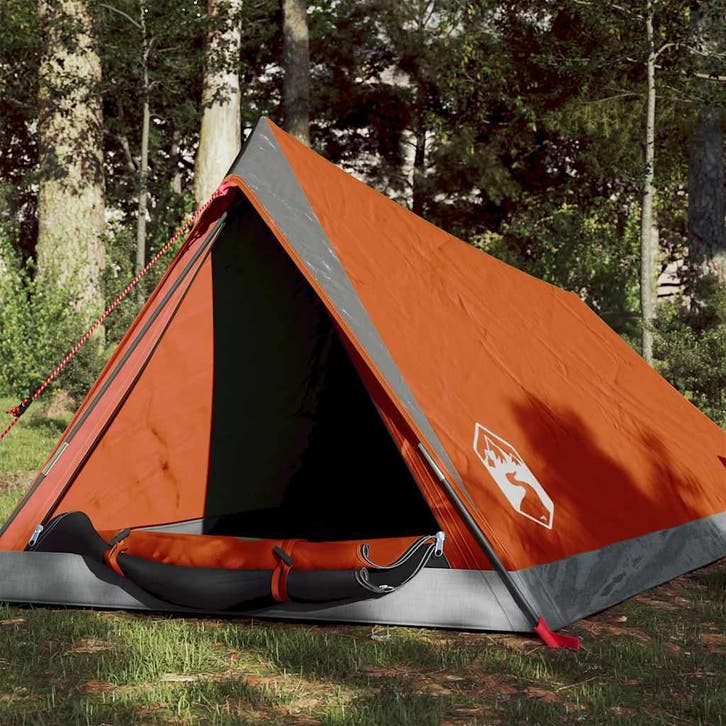 vidaXL Tent 2-persoons waterdicht grijs en oranje, Caravans en Kamperen, Tenten, Nieuw, Verzenden