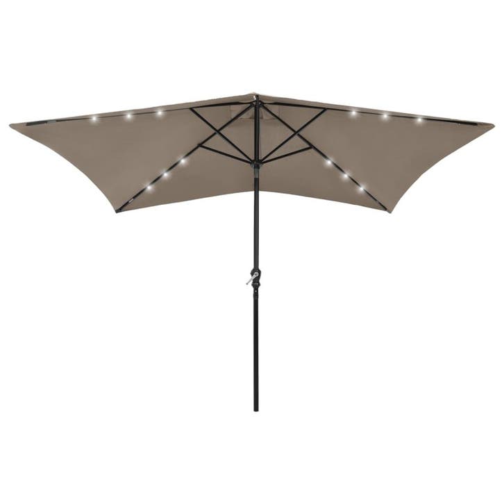 vidaXL Parasol met LEDs en stalen paal 2x3 m taupe, Jardin & Terrasse, Parasols, Envoi