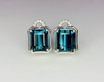 Oorbellen - 14 karaat Witgoud - 4.48ct. tw. Toermalijn -, Nieuw