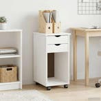 vidaXL Rollende kast met wiel Wit 34 x 39 x 65,5 cm Massief, Verzenden, Nieuw