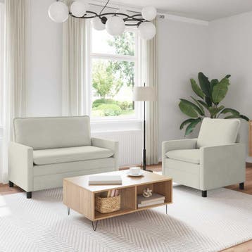 vidaXL bank / zetelstel 2 st Crèmekleurig Fluweel, Verzenden, Nieuw