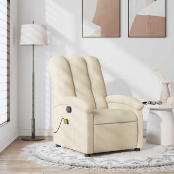 vidaXL Massagestoel met crèmekleurige stof, Verzenden, Nieuw