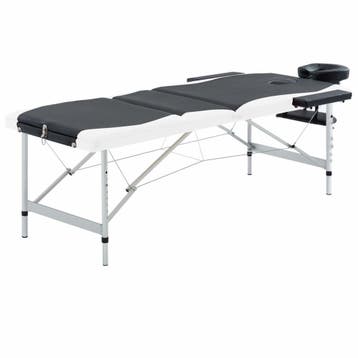 vidaXL Massagetafel inklapbaar 3 zones aluminium zwart en, Sport en Fitness, Verzenden, Nieuw