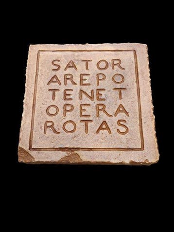 sculptuur, Bassorilievo Quadrato Di Sator - 20 cm -