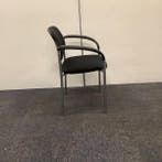 vergaderstoel, stapelstoel, zwarte stoffering - chrome poten