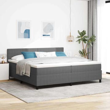 vidaXL Boxspring bed Lichtgrijs en wit 200 x 200 cm Corduroy, Verzenden