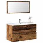vidaXL Badkamerkast met spiegel bewerkt hout oud houtkleurig, Verzenden, Nieuw