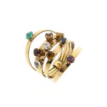 18 Krt. Gouden haremring met een mix van edelstenen, Handtassen en Accessoires, 18 tot 19, Gebruikt, Ophalen of Verzenden, Met edelsteen