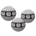 Verjaardag Lampionnen Happy Birthday Zwart 24,1cm 3st, Verzenden, Nieuw