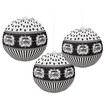 Verjaardag Lampionnen Happy Birthday Zwart 24,1cm 3st, Verzenden
