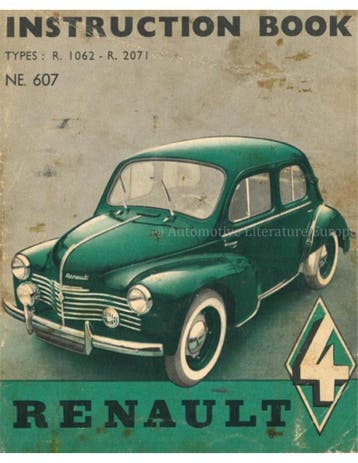 1953 RENAULT 4 CV INSTRUCTIEBOEKJE ENGELS