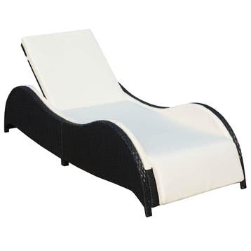 vidaXL Ligbed met kussen poly rattan zwart, Verzenden, Nieuw