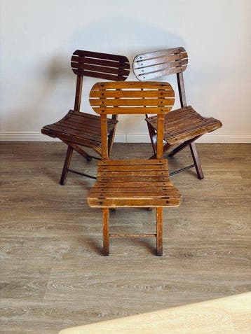 Chaise pliante (3) - Chêne massif - Taillées