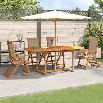 vidaXL 5-delige Tuinset massief acaciahout en textileen, Verzenden, Nieuw, Tuinset