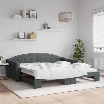 vidaXL Slaapbank met onderschuifbed 100x200 cm stof, Verzenden