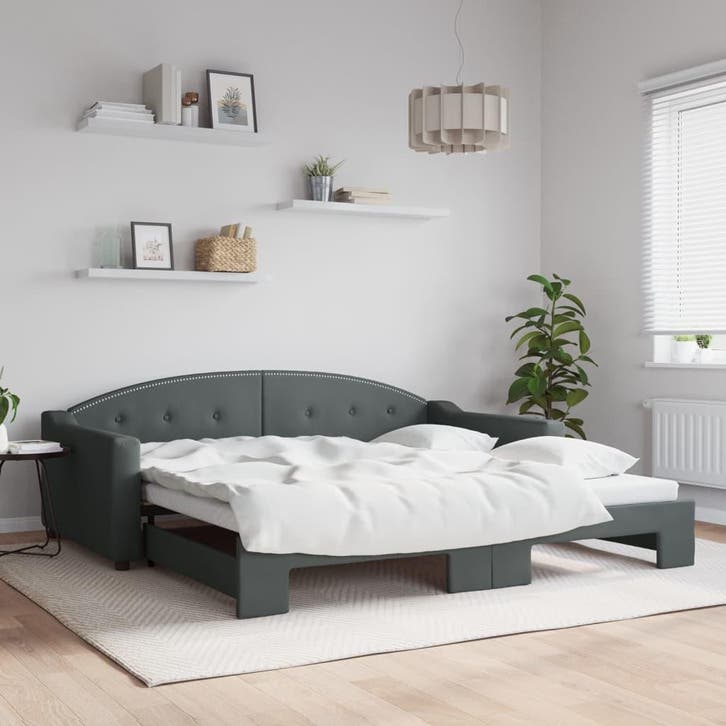 vidaXL Slaapbank met onderschuifbed 100x200 cm stof, Huis en Inrichting, Slaapkamer | Bedden, Nieuw, Verzenden