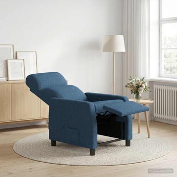 vidaXL Massage Relaxstoel Blauw Stof, Maison & Meubles, Fauteuils, Verzenden