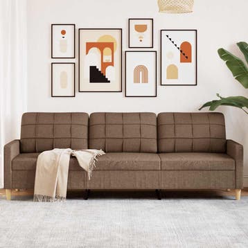 vidaXL Driezitsbank / zetel 210 cm stof bruin, Huis en Inrichting, Verzenden, Nieuw