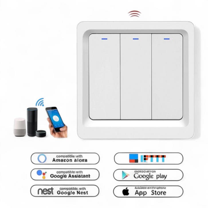 Smart Zigbee Lichtschakelaar Wit 3-knoppen, Huis en Inrichting, Woonaccessoires | Overige, Nieuw, Verzenden