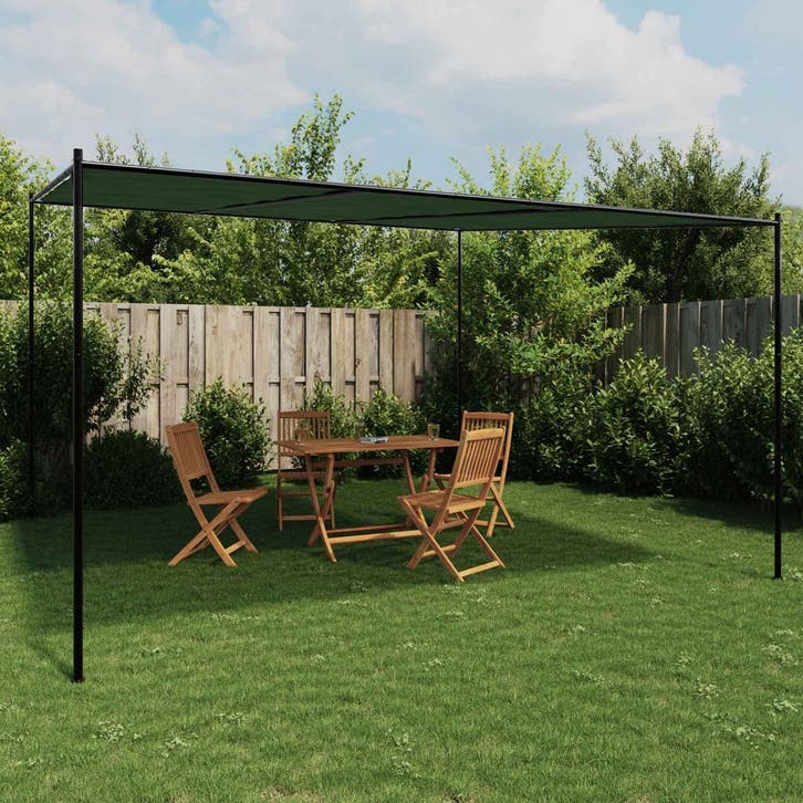 vidaXL Prieel 4 x 3,98 x 2,67 m Groen Polyester en Staal, Tuin en Terras, Partytenten, Nieuw, Verzenden