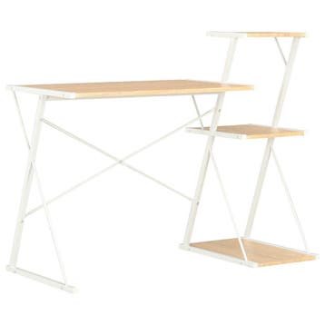 vidaXL Bureau met schap 116x50x93 cm wit en eikenkleurig, Huis en Inrichting, Verzenden, Nieuw