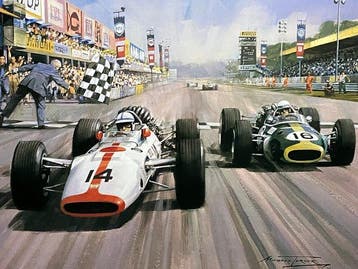 Honda F1 - John Surtees - 1967 - Gravure, Verzamelen, Nieuw