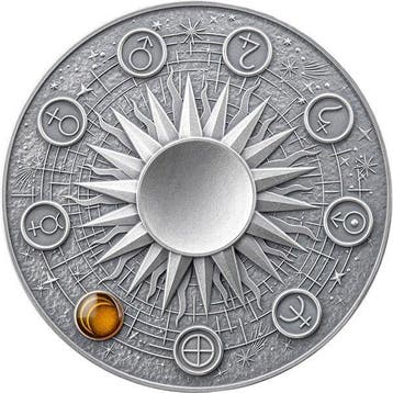 Ghana. 10 Cedis 2025 Moon - Solar System 2 oz Antique finish
