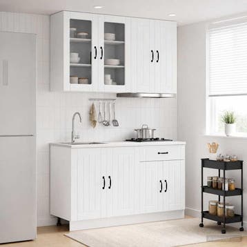 vidaXL Keukenblok LUCCA 4 st Hoogglans Wit Bewerkt hout, Verzenden