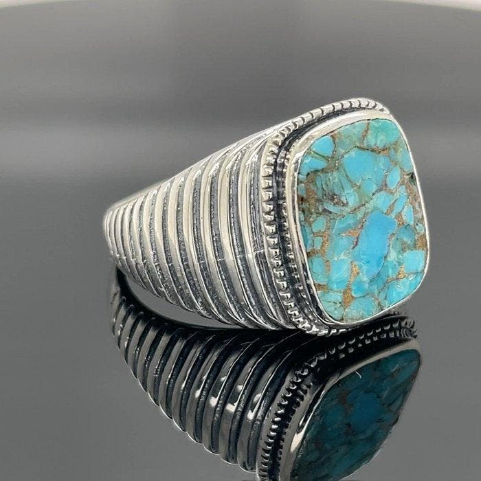 Zilver - Ring - turkoois, Antiek en Kunst, Kunst | Niet-Westerse kunst