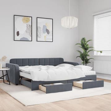 vidaXL Slaapbank onderschuifbed en lades 90x200 cm fluweel, Verzenden