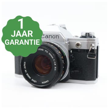 Canon AE-1 zilver + FD 50mm f/1.8 S.C. | Tweedehands, Verzenden