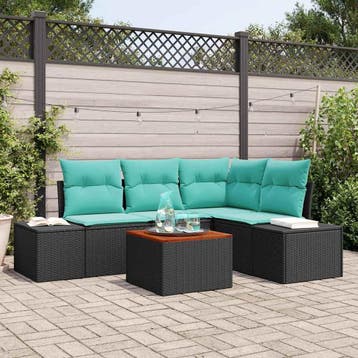 vidaXL Tuinbank Set 5 st Zwart poly rattan, Verzenden