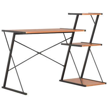 vidaXL Bureau met schap 116x50x93 cm zwart en bruin, Huis en Inrichting, Verzenden, Nieuw