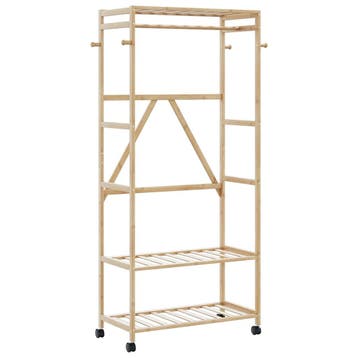 vidaXL Kledingrek met schappen en wielen 90x40x179,5 cm, Verzenden