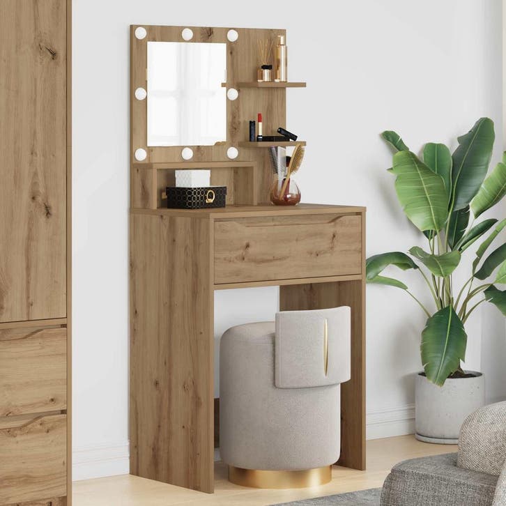 vidaXL Slaapkamer Toilet Tafels Artisan Eiken 80 x 39,6 x, Huis en Inrichting, Tafels | Kaptafels, Nieuw, Verzenden