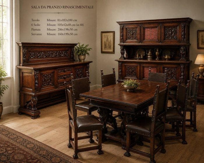 Zitgroep (9) - Hout, IJzer - Renaissancesaal, Antiquités & Art, Antiquités | Autres Antiquités