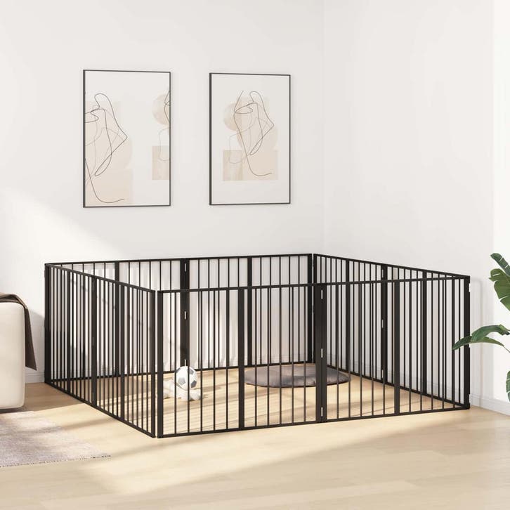 vidaXL Hondendeur 8 pcs Zwart 100 x 80 cm Gegevens staal, Animaux & Accessoires, Caisses pour chiens, Envoi