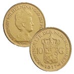 Pays-Bas. Netherlands 10 Guilder Wilhelmina Gold Coin