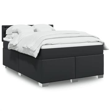 vidaXL Boxspring met matras kunstleer zwart 140x200 cm, Verzenden