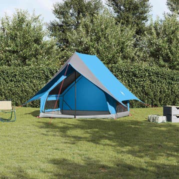 vidaXL Familietent met dak Blauw en Grijs 220 x 220 x 184 cm, Verzenden, Nieuw