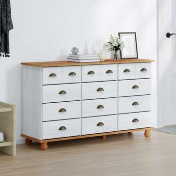 vidaXL Ladeblok ASKIM Wit 79 x 40 x 133,5 cm Massief, Huis en Inrichting, Verzenden, Nieuw