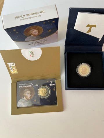 Italië. 2 Euro 2026 San Francesco dAssisi (2 monnaies)