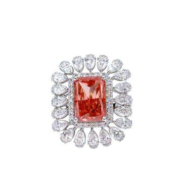 Ring - 14 karaat Witgoud - 11.29ct. tw. Roze Diamant (Fancy, Nieuw