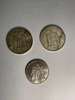 Frankrijk. Lot de 3 monnaies en argent (10 Francs et 50, Postzegels en Munten
