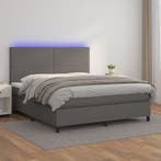 vidaXL Boxspring met matras en LED kunstleer grijs 160x200, Verzenden, Nieuw