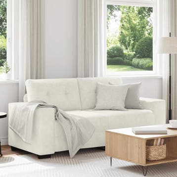 vidaXL Loveseat Sofa Crème 180x77x82 cm Fluweel, Verzenden